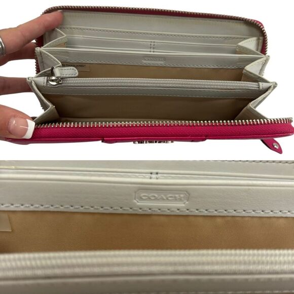 COACH Vintage Chelsea Hot Pink Leather Accordion Zip Around Wallet - Picture 5 of 7
